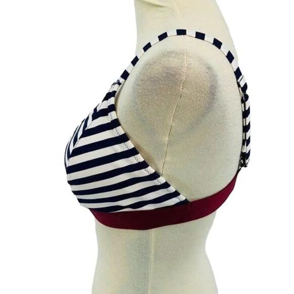 Old Navy Bralette Swim Bikini Navy Burgundy Stripe Womens XXL - Picture 3 of 12